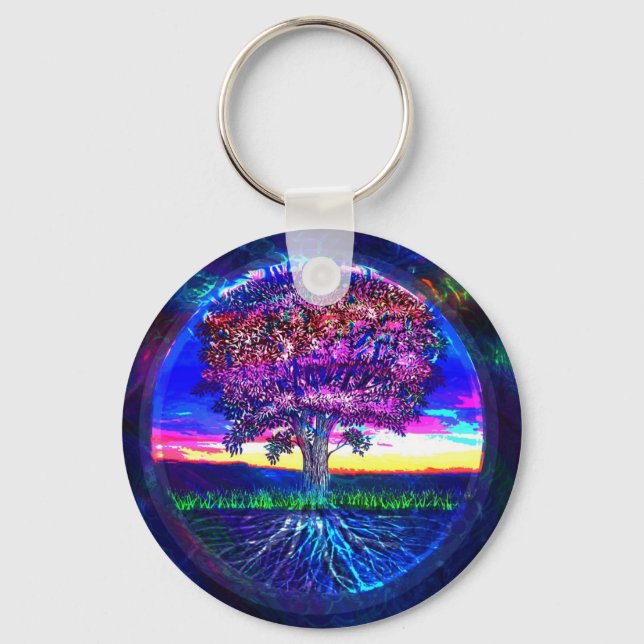 Blue Tree of Life Key Ring (Front)
