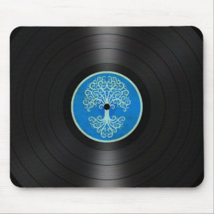 Blue Tree of Life Vinyl Record Album Graphic Mouse Pad
