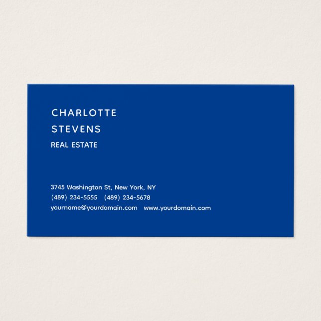 Blue Trendy Minimalist Elegant Simple Profile Card (Front)