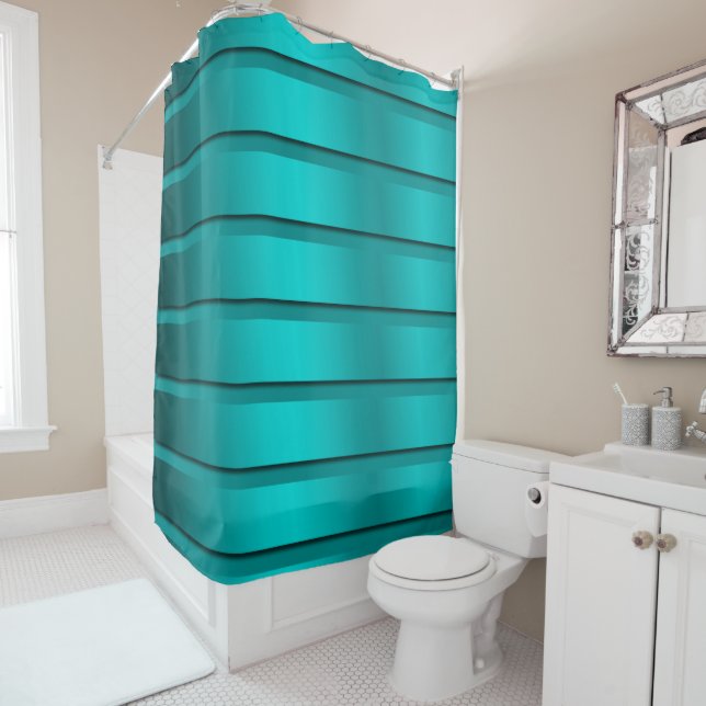 blue trendy sower curtain (In Situ)