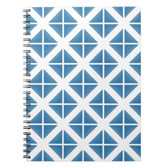 Blue Trendy Triangle Pattern Spiral Notebook (Front)