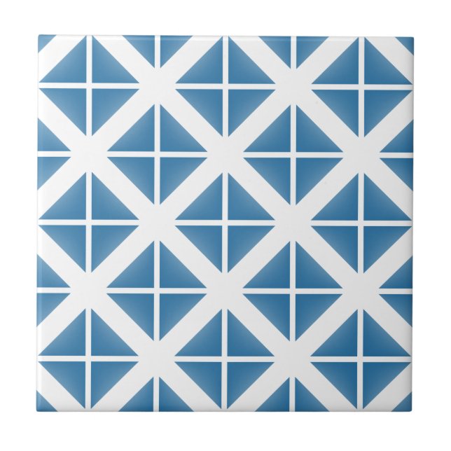 Blue Trendy Triangle Pattern Tile (Front)