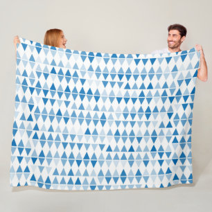 blue triangle pattern background fleece blanket