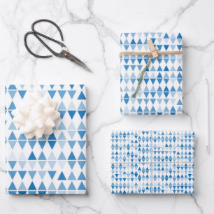 blue triangle pattern background wrapping paper sheet