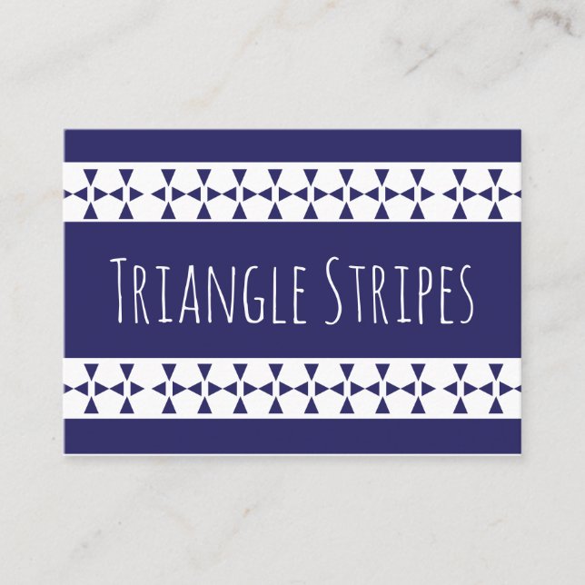 Blue Triangle Stripes Pattern Business Card (Front)