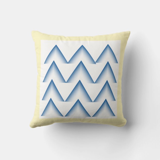 "Blue Triangles Geometric Decorative Pillow" Cushion (Back)