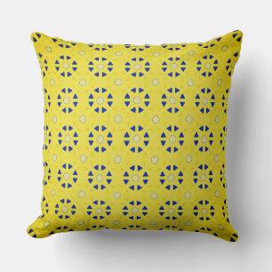 Blue Triangles In Circle  Cushion