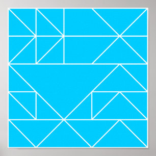 Blue Triangles Pattern Square Print