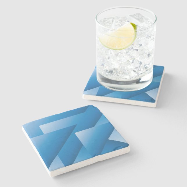 Blue triangles stone coaster (Side)
