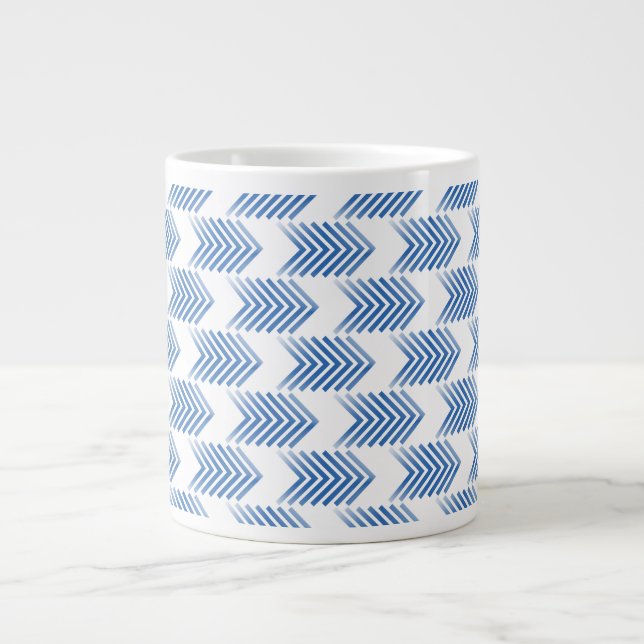 Blue Tribal Arrow Pattern Large Coffee Mug (Front)