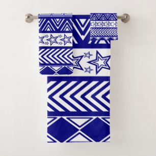 Blue Tribal Design Bath Towel Set