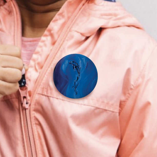 Blue Tribal Dolphin 6 Cm Round Badge (Creator Uploaded)