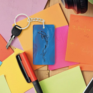 Blue Tribal Dolphin Key Ring