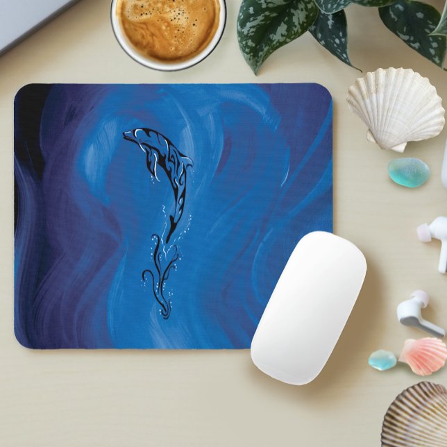 Blue Tribal Dolphin Mouse Pad (Creator Uploaded)