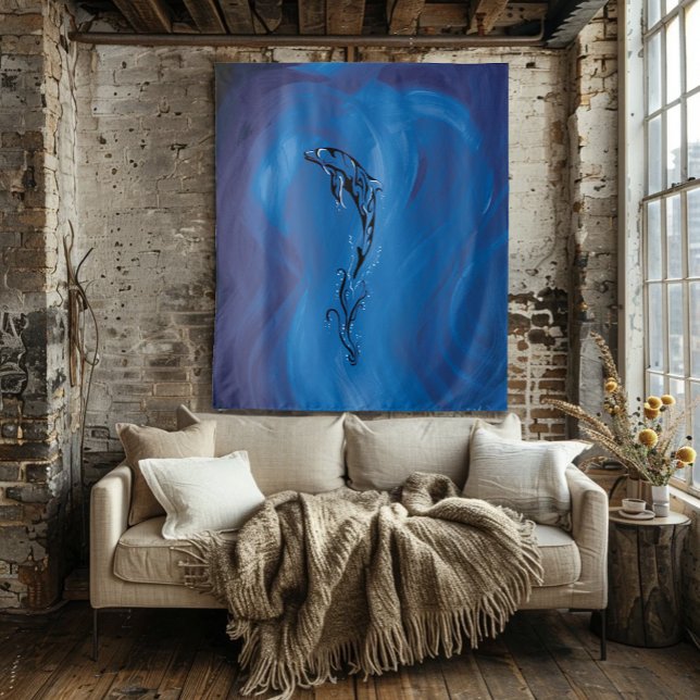 Blue Tribal Dolphin Tapestry (Creator Uploaded)