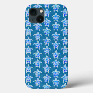 Blue Tribal Honu Sea Turtles iPhone 13 Case