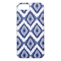 Blue Tribal Ikat Diamond White Chevron