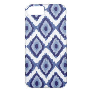 Blue Tribal Ikat Diamond White Chevron Case-Mate iPhone Case