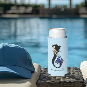 Blue Tribal Mermaid Seltzer Can Cooler