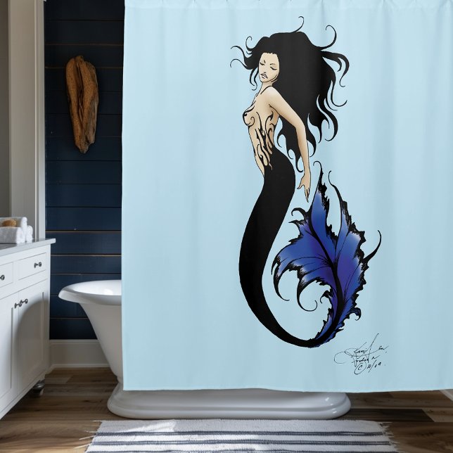 Blue Tribal Mermaid  Shower Curtain (Creator Uploaded)