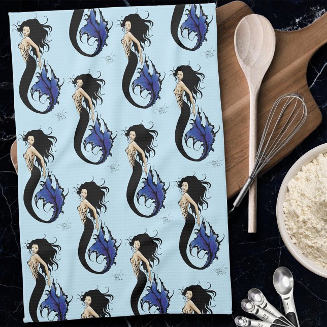 Blue Tribal Mermaid Tea Towel (Creator Uploaded)