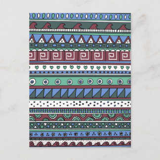 Blue tribal pattern postcard