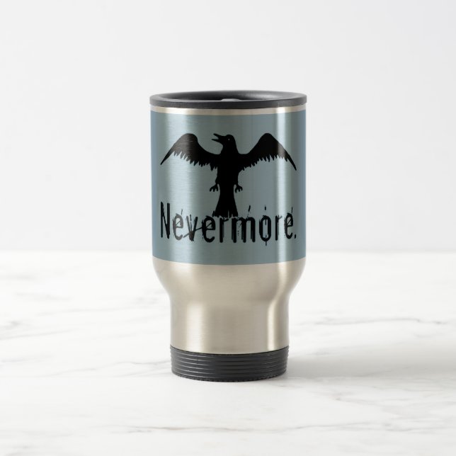 Blue Tribal Raven Nevermore Travel Mug (Center)