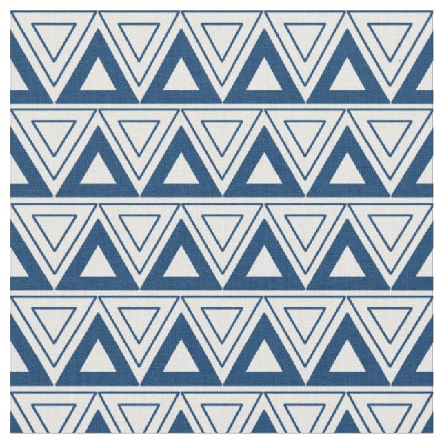 Blue Tribal Triangle Fabric by Stickelberry (Close Up)