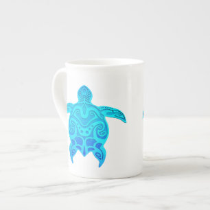 Blue Tribal Turtle Bone China Mug