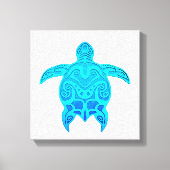 Blue Tribal Turtle Canvas Print (Front)