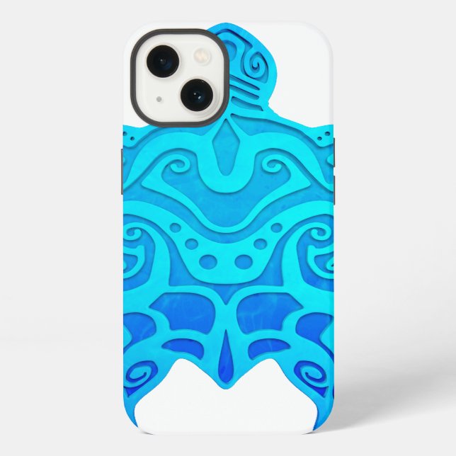 Blue Tribal Turtle iPhone Case (Back)