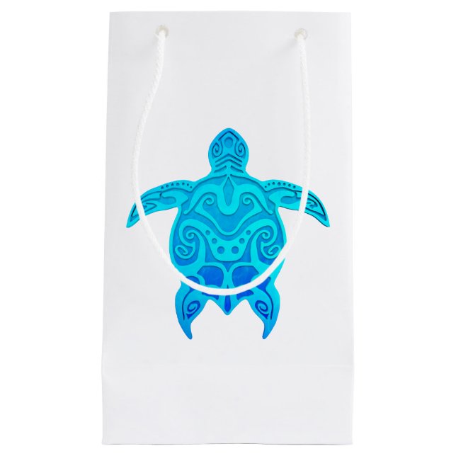Blue Tribal Turtle Small Gift Bag (Front)