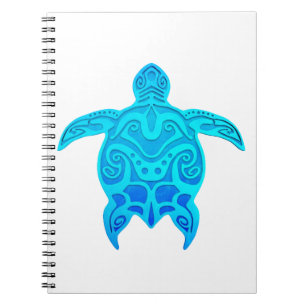 Blue Tribal Turtle Spiral Notebook