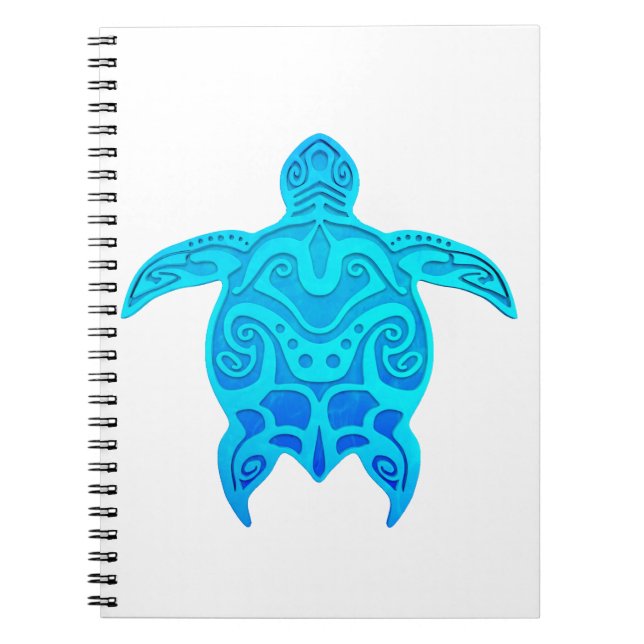 Blue Tribal Turtle Spiral Notebook (Front)