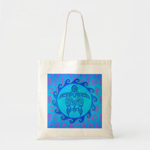 Blue Tribal Turtle Sun Tote Bag