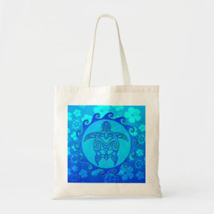 Blue Tribal Turtle Sun Tote Bag