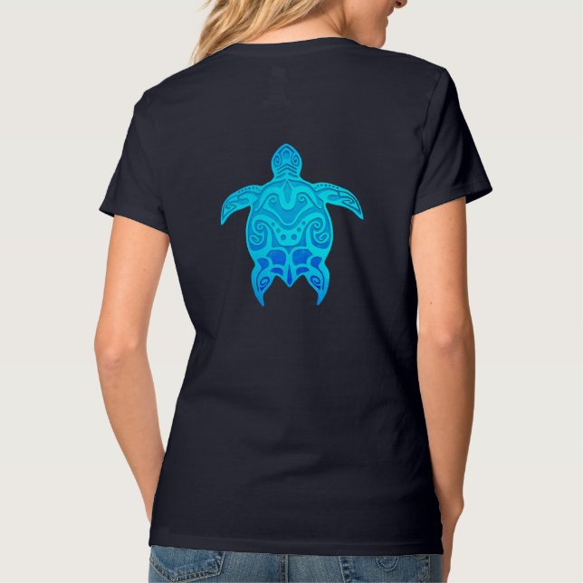Blue Tribal Turtle T-Shirt (Back)