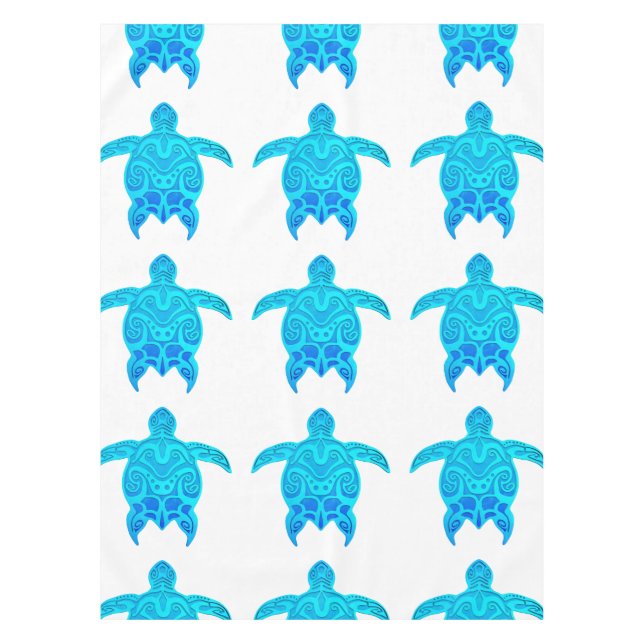 Blue Tribal Turtle Tablecloth (Front)