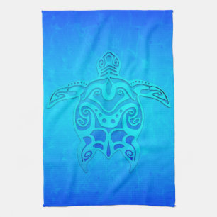 Blue Tribal Turtle Tea Towel