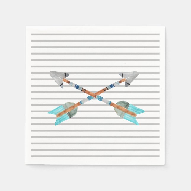 Blue tribal wild one birthday party napkin (Front)
