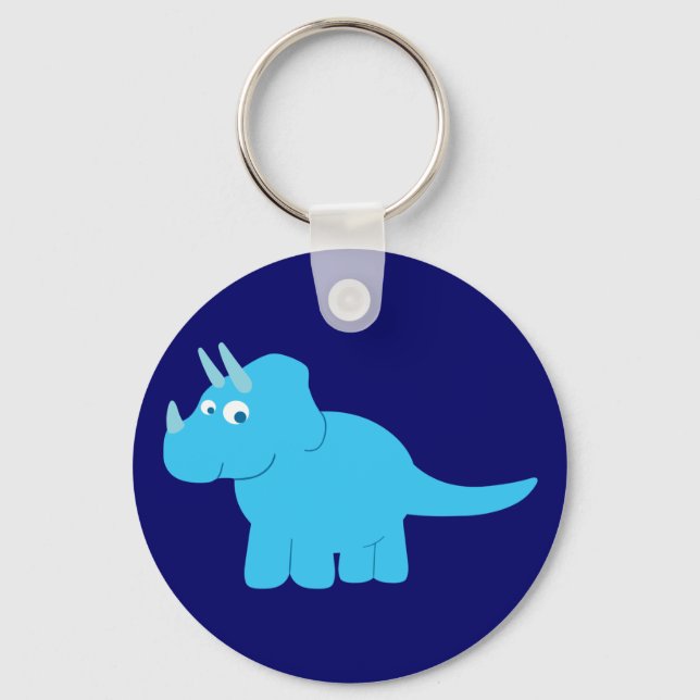 Blue Triceratops Dinosaur Key Ring (Front)