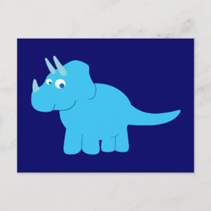 Blue Triceratops Dinosaur Postcard