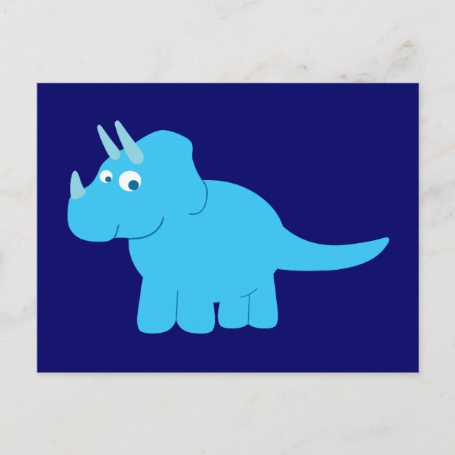 Blue Triceratops Dinosaur Postcard (Front)