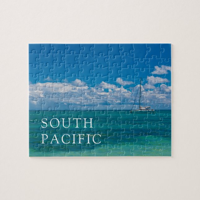 Blue Tropical Bay Seascape Jigsaw Puzzle (Horizontal)