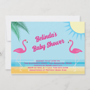 Blue Tropical Beach Baby Shower Invitation