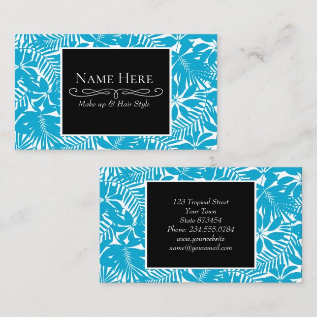 Blue tropical business card (Front/Back)