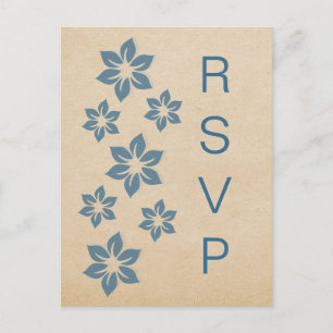 Blue Tropical Floral RSVP Postcard