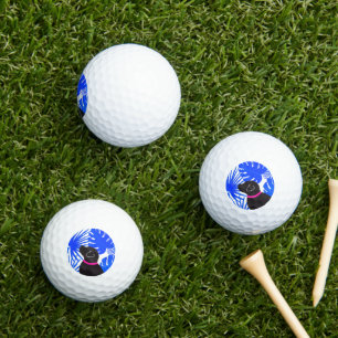 Blue Tropical Island Black Dog Golf Balls