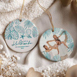 Blue Tropical Mele Kalikimaka Ornament