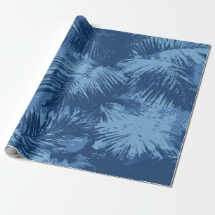 Blue Tropical Palm Leaf Wrapping Paper